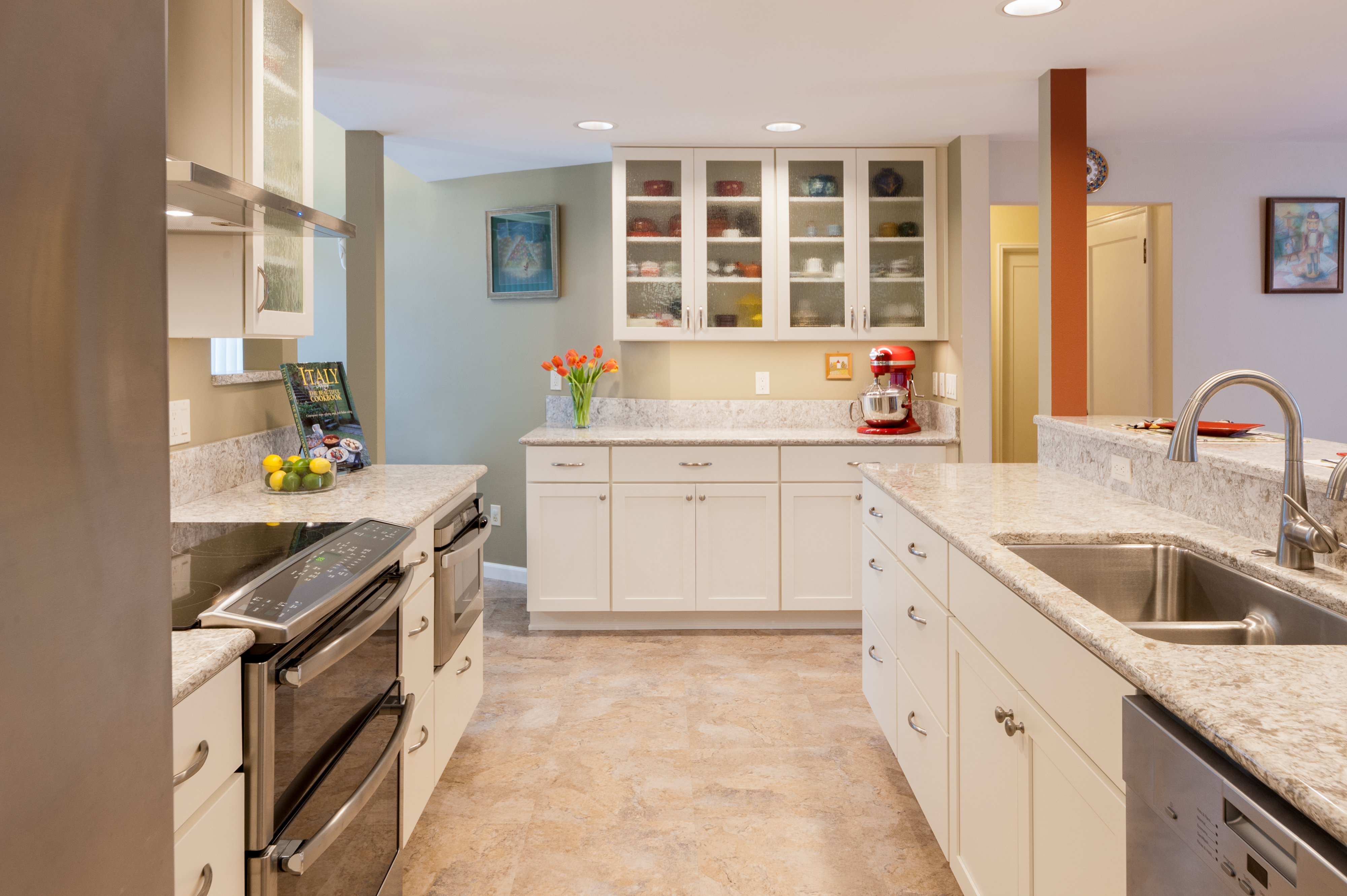 Bright Open Galley Kitchen - McAdams Remodeling & Design