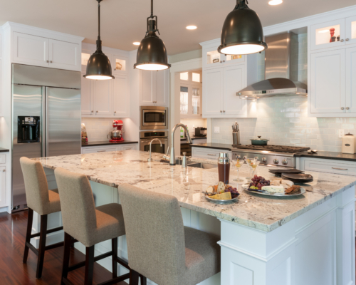 The beautiful finished kitchen with large island