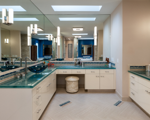 Large Vanity with Glass Countertop