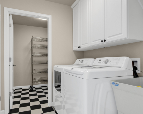 A clean and retro laundry room