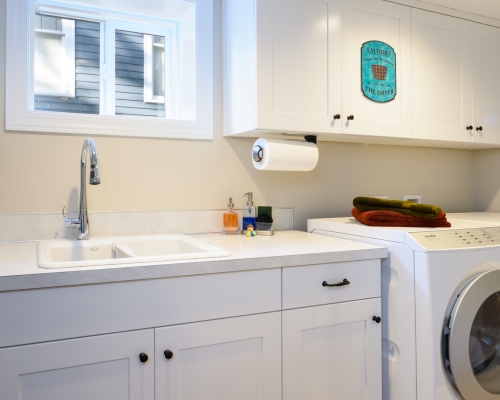 The newly created laundry room