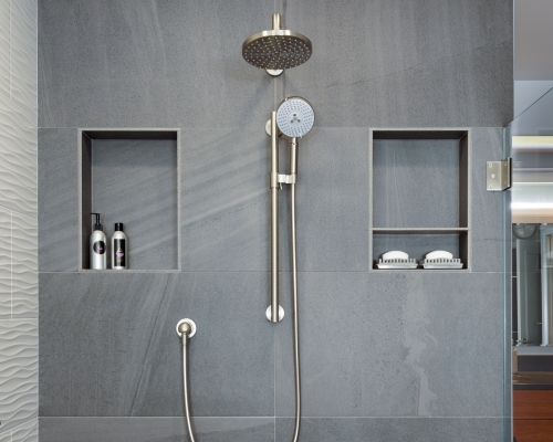 The newly remodeled shower