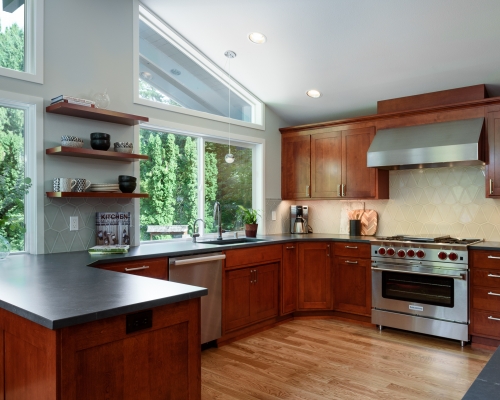 The kitchen remodel provided more storage space.