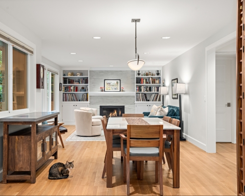 Informal dining area and living room